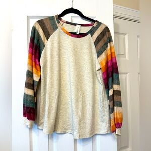 Rainbow sleeve top by now in forever in a size small